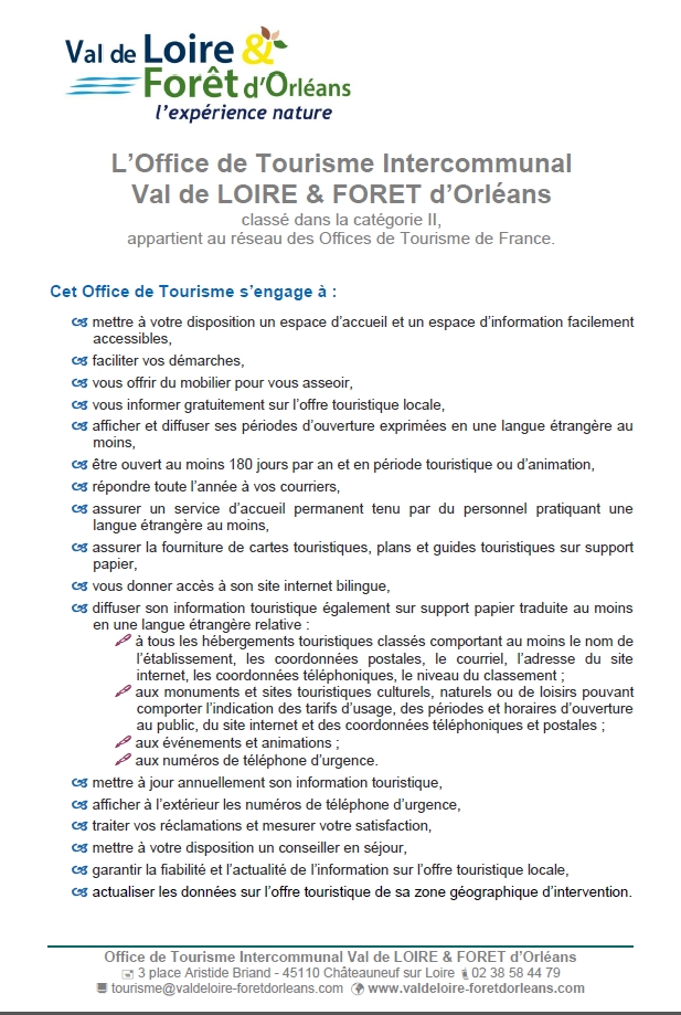 les engagements de l'Office de Tourisme