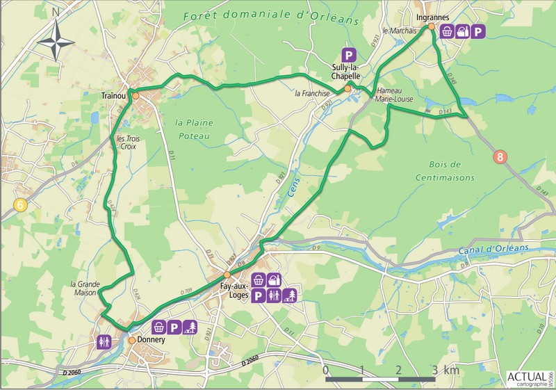 circuit vélo entre canal d'Orléans et forêt