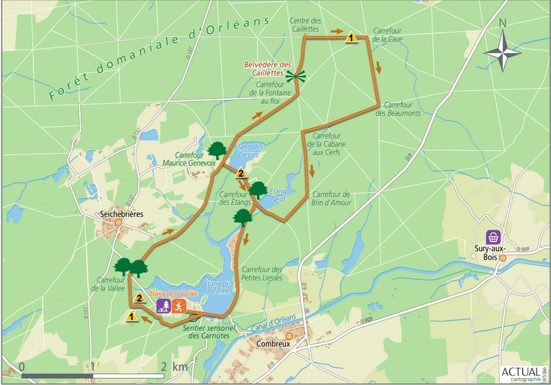 Parcours vélo autour de l'étang de la Vallée à Combreux