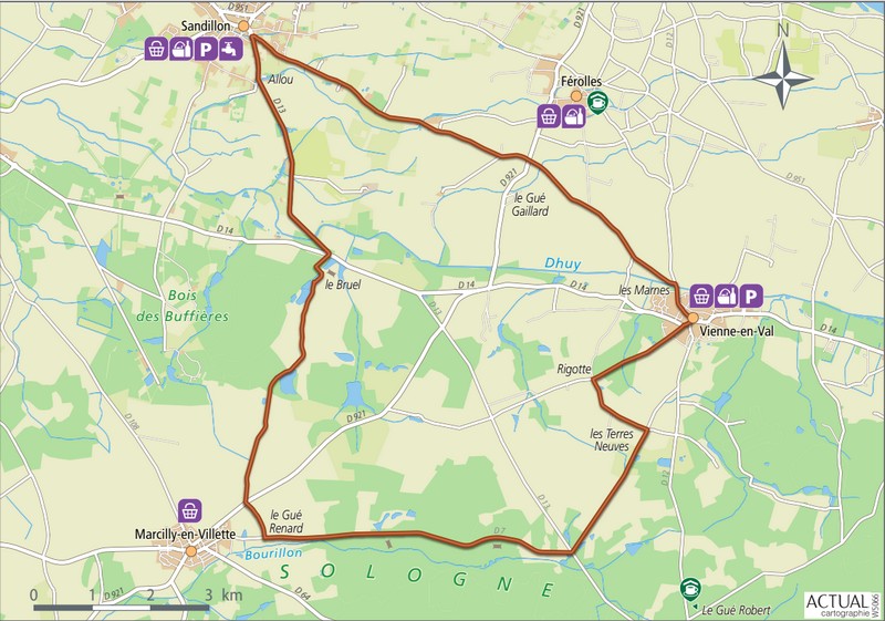 circuit vélo en Sologne, Sandillon et Vienne-en-Val